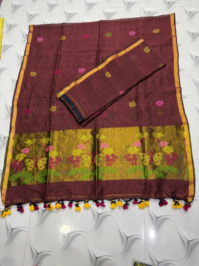 Classic Linen Paithani Top & Dupatta Set (Unstitched)