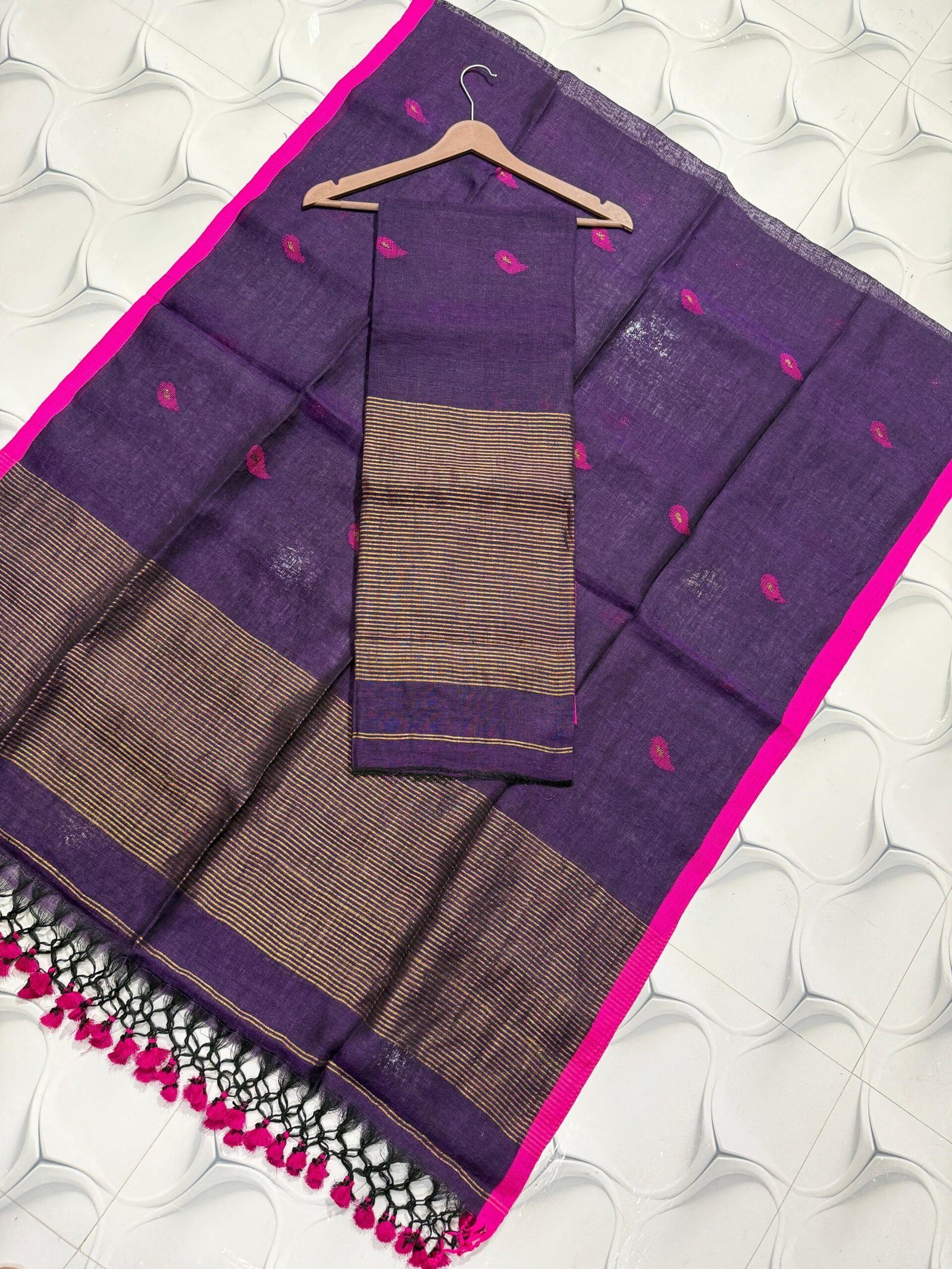 Classic Linen Paithani Top & Dupatta Set