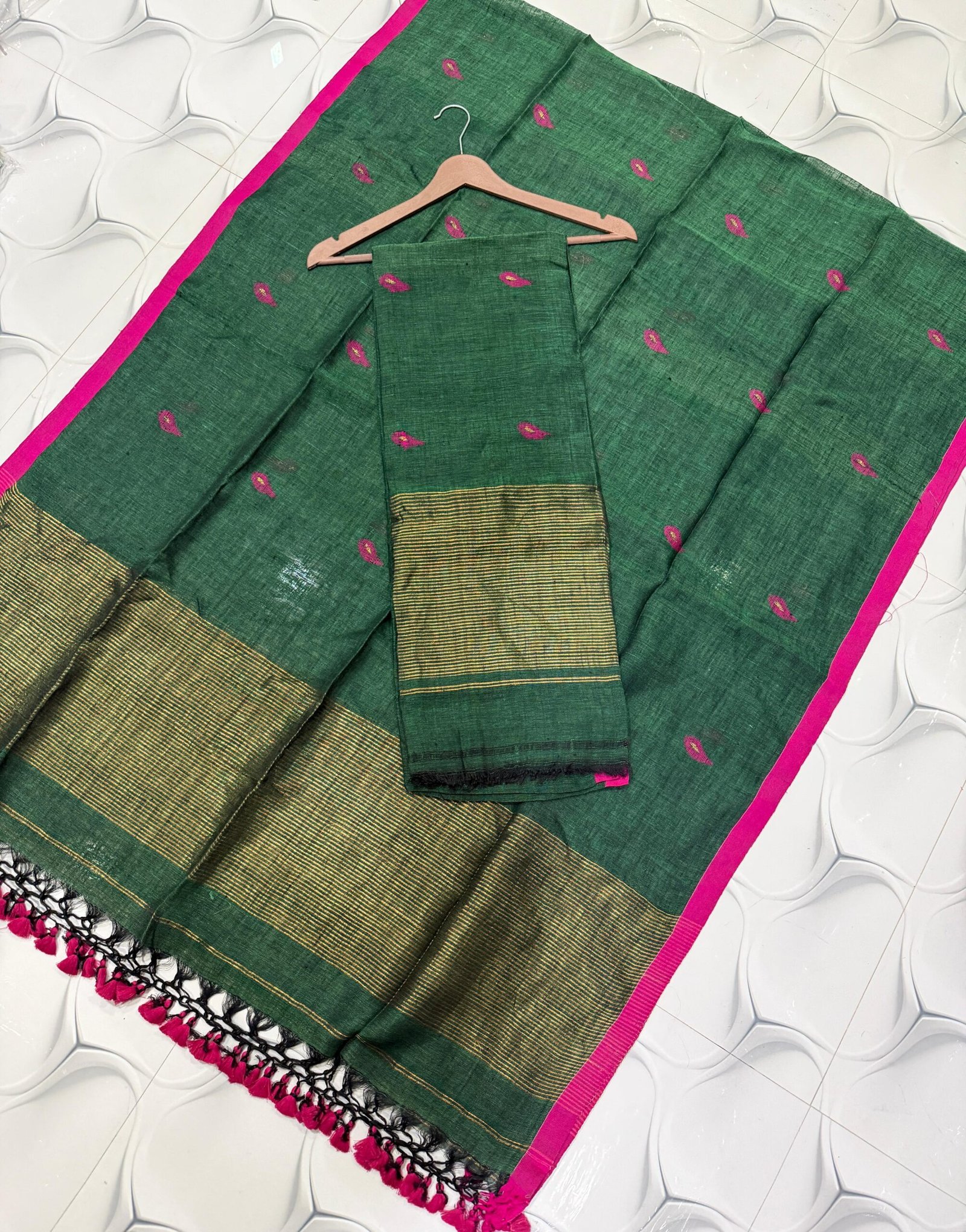 Classic Linen Paithani Top & Dupatta Set