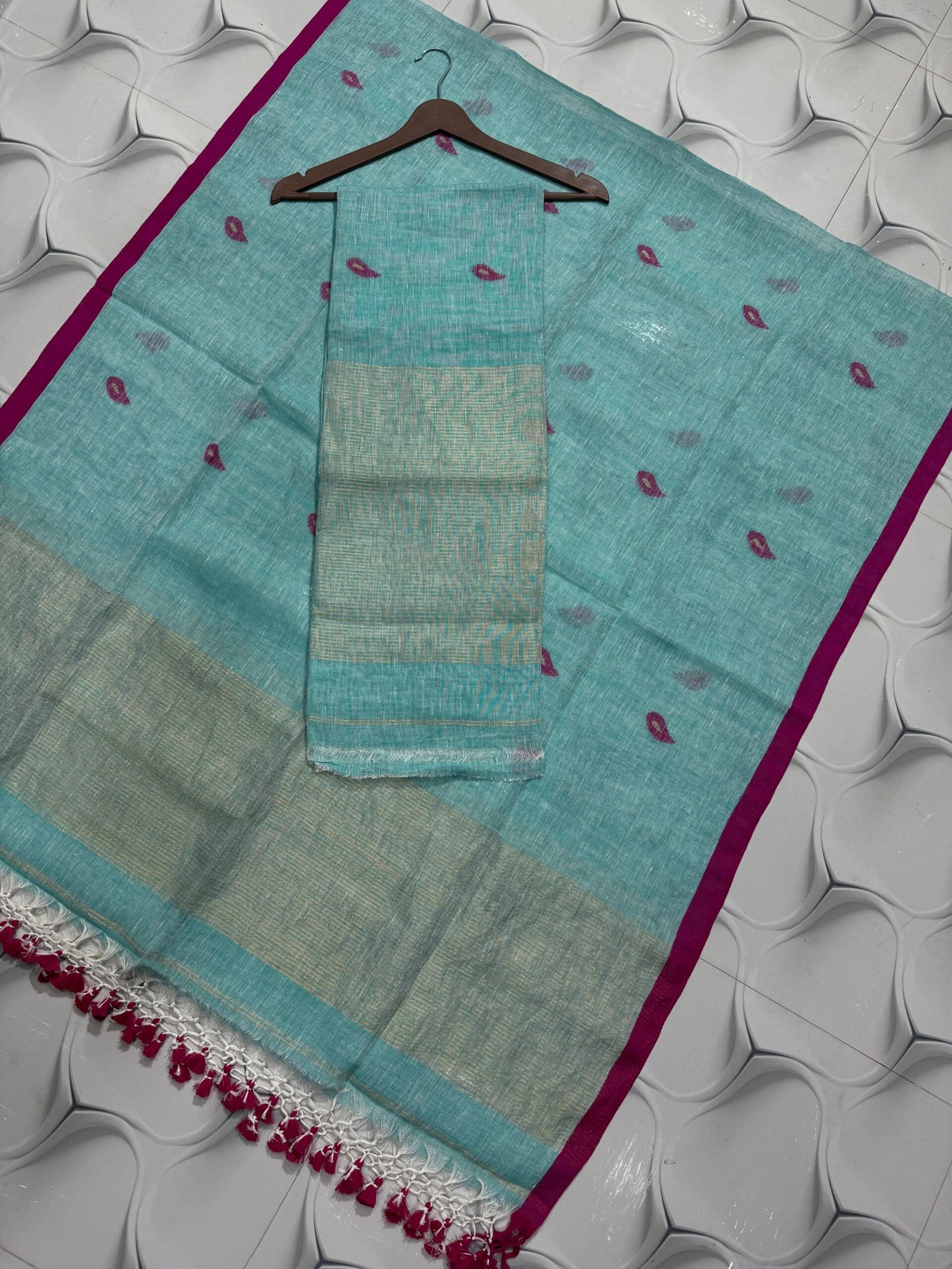 Classic Linen Paithani Top & Dupatta Set
