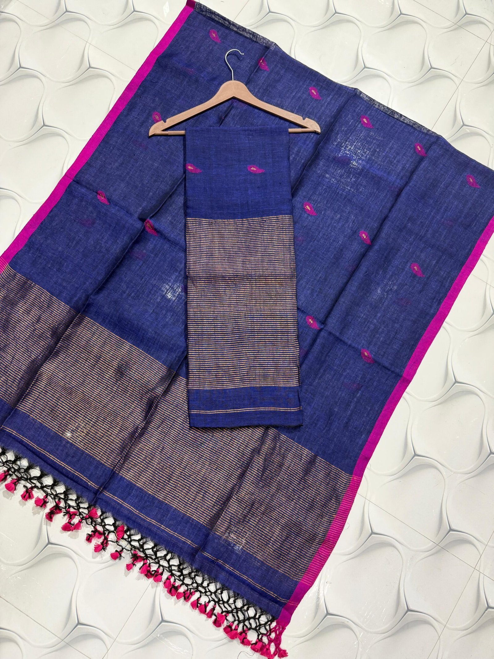 Classic Linen Paithani Top & Dupatta Set