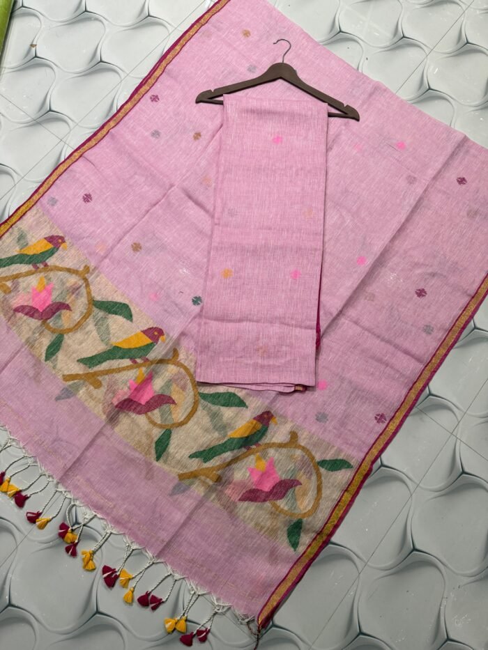 Elegant Linen Paithani Top & Dupatta Set