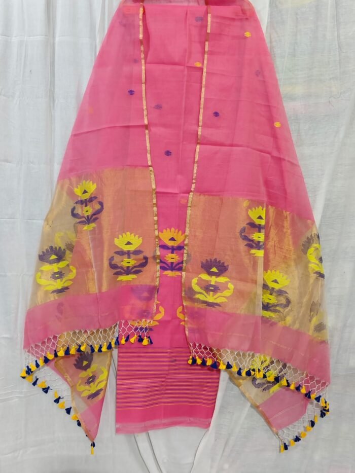 Elegant Muslin Weaving Top & Dupatta Set (Unstitched)