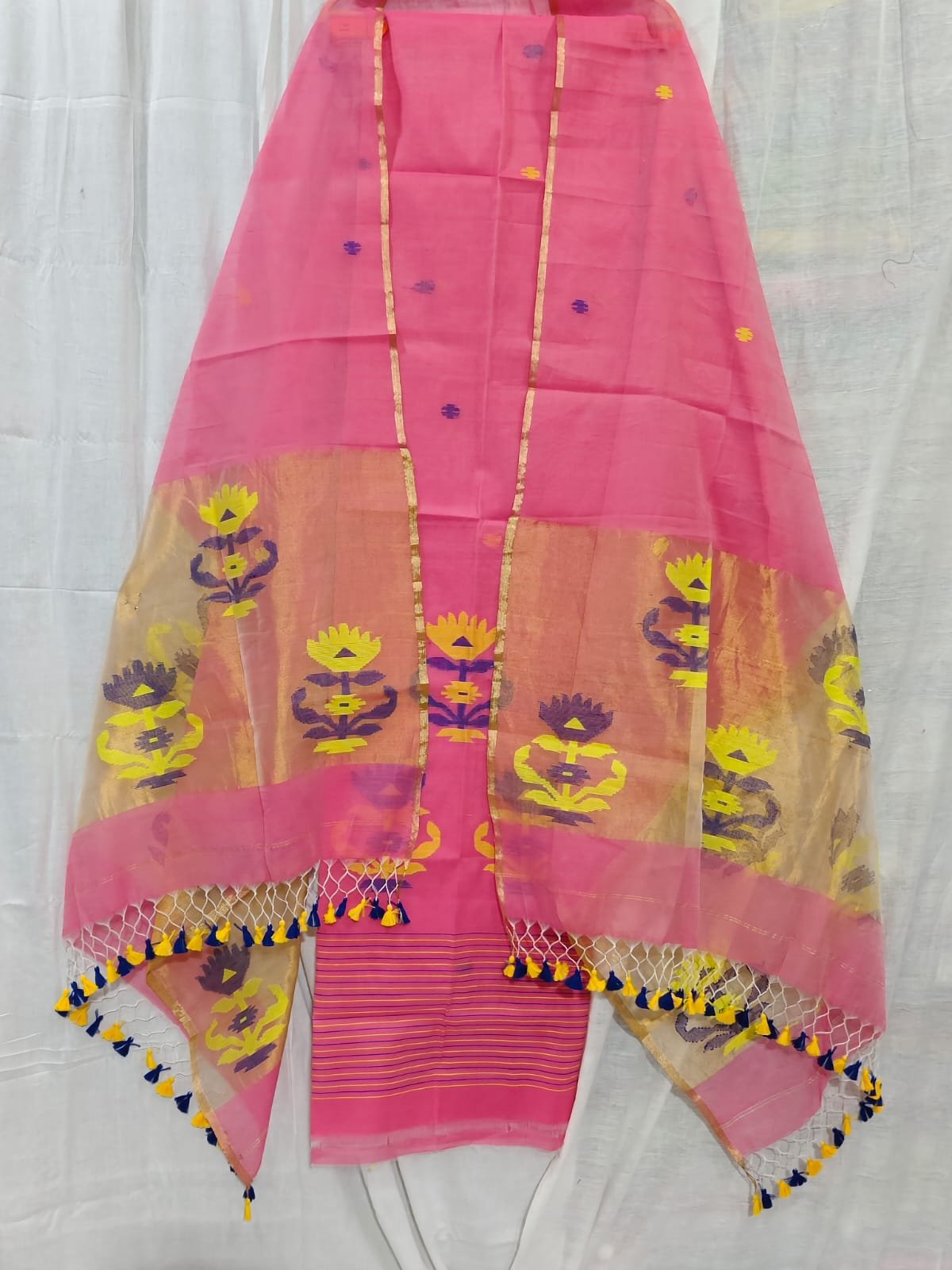 Elegant Muslin Weaving Top & Dupatta Set (Unstitched)