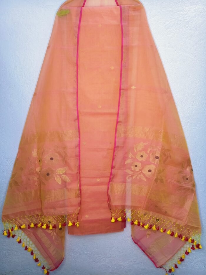 Elegant Muslin Weaving Top & Dupatta Set (Unstitched)