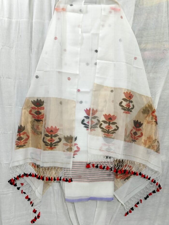 Elegant Muslin Weaving Top & Dupatta Set (Unstitched)