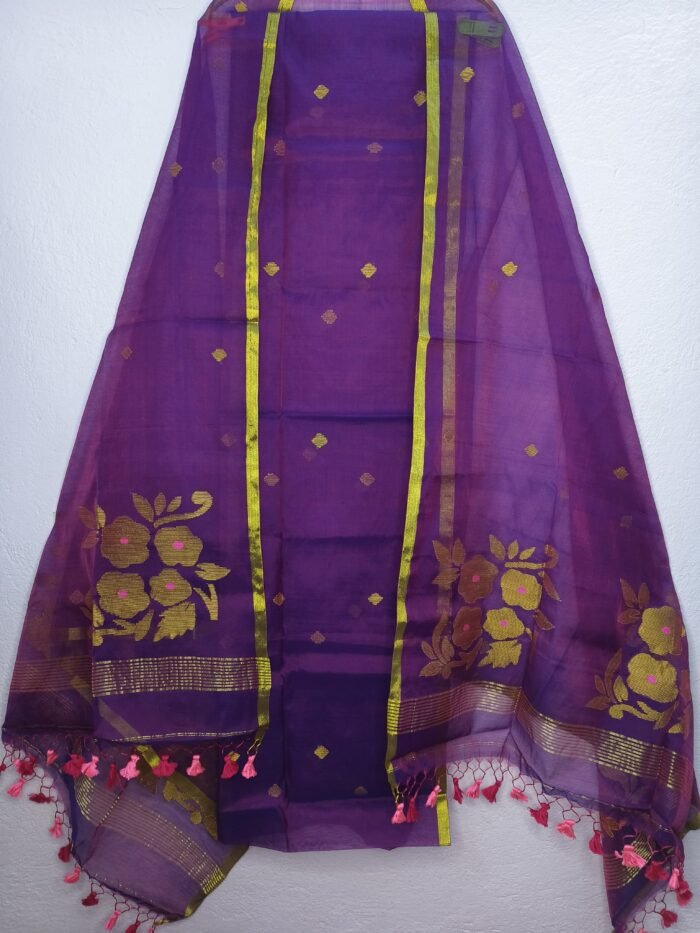 Elegant Muslin Weaving Top & Dupatta Set (Unstitched)