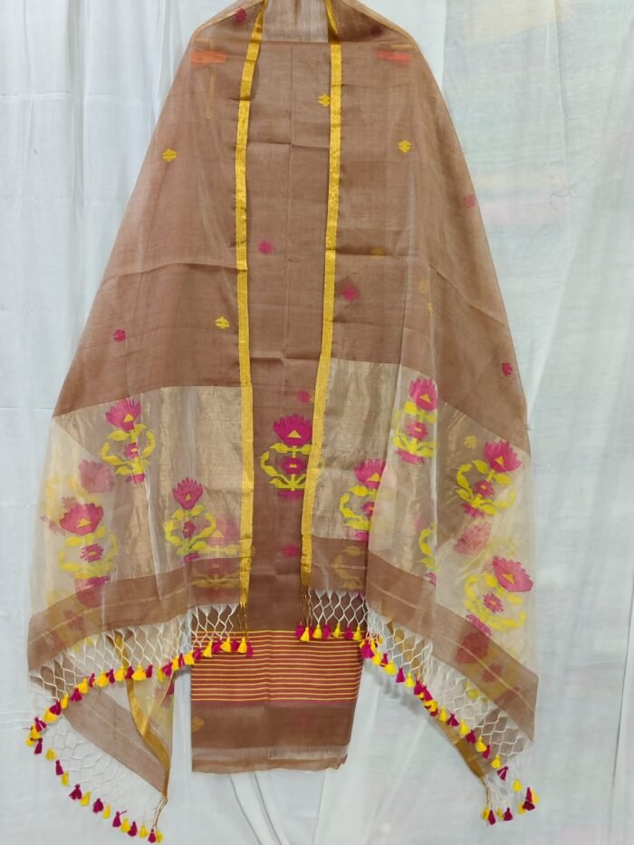 Elegant Muslin Weaving Top & Dupatta Set (Unstitched)
