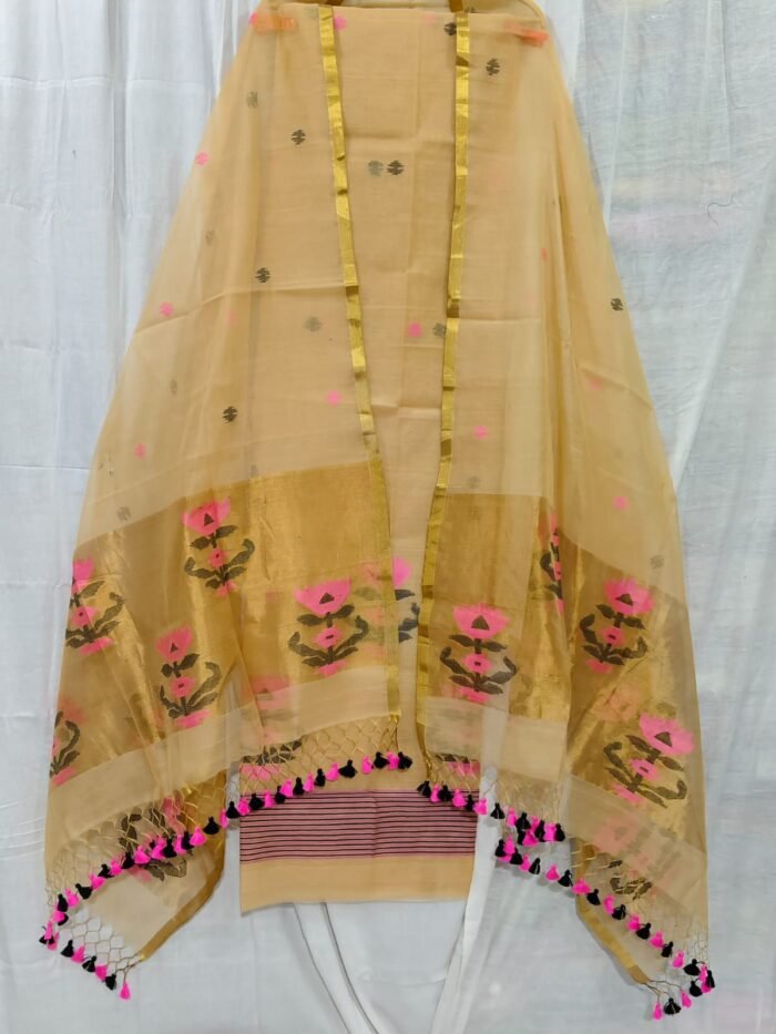 Elegant Muslin Weaving Top & Dupatta Set (Unstitched)