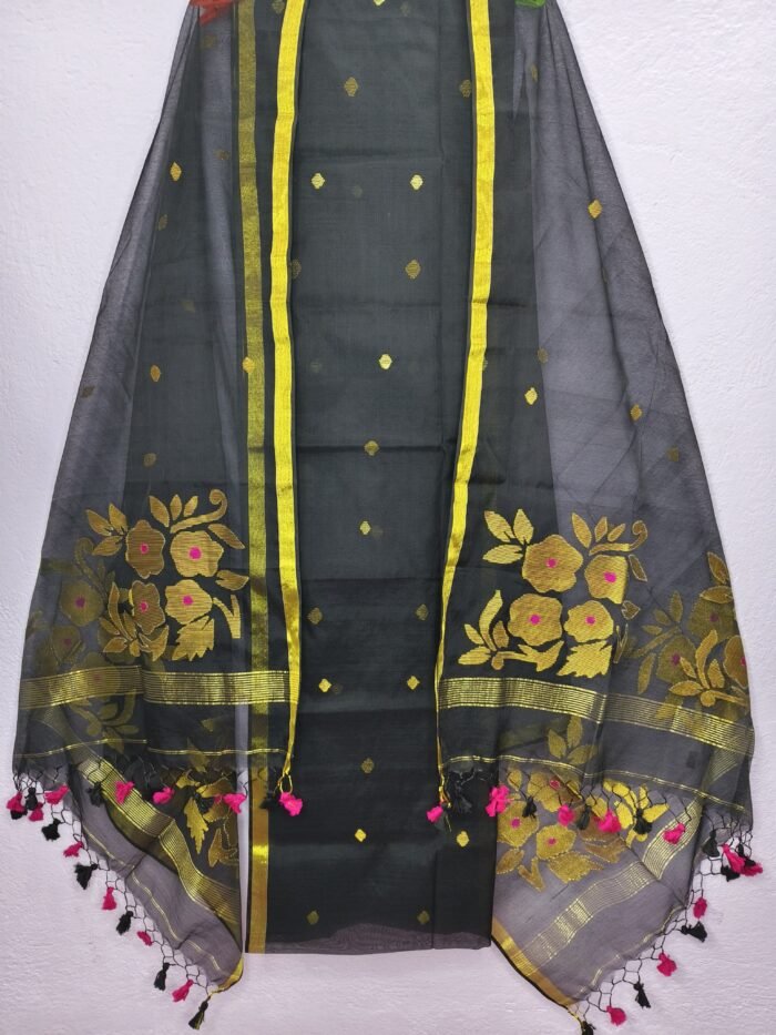 Elegant Muslin Weaving Top & Dupatta Set (Unstitched)