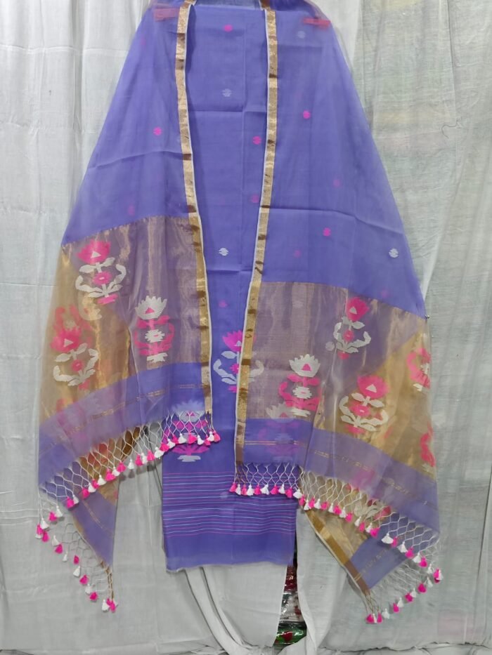 Elegant Muslin Weaving Top & Dupatta Set (Unstitched)
