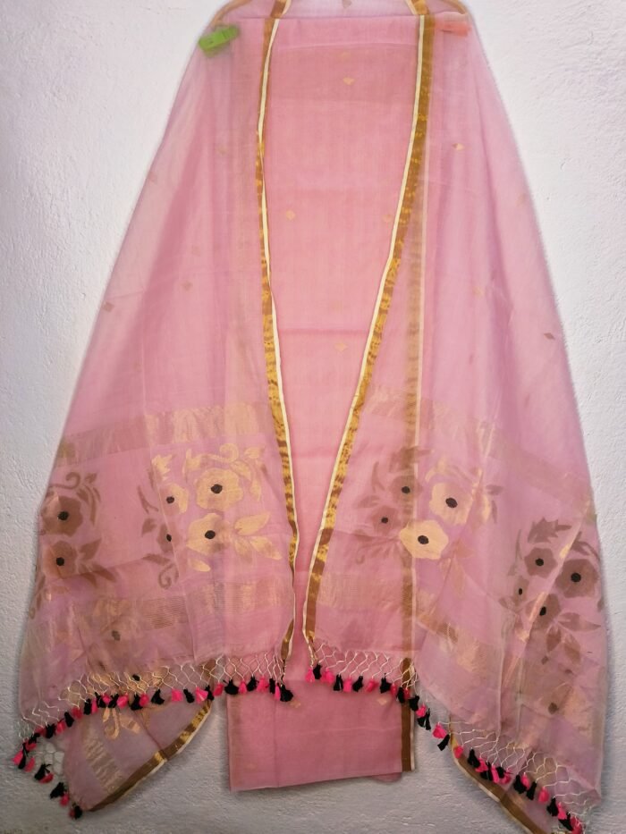 Elegant Muslin Weaving Top & Dupatta Set (Unstitched)