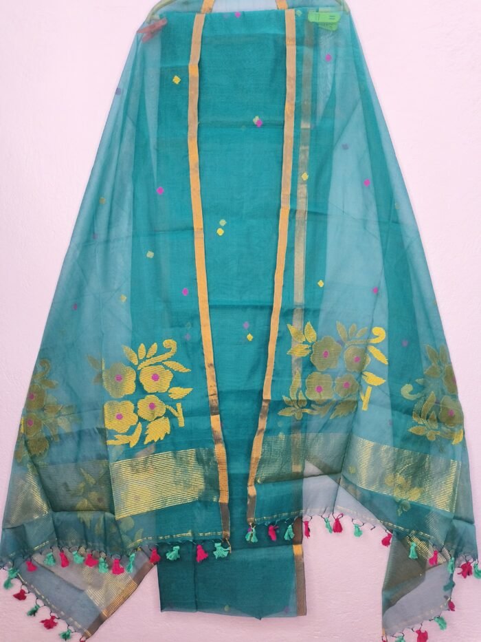 Elegant Muslin Weaving Top & Dupatta Set (Unstitched)