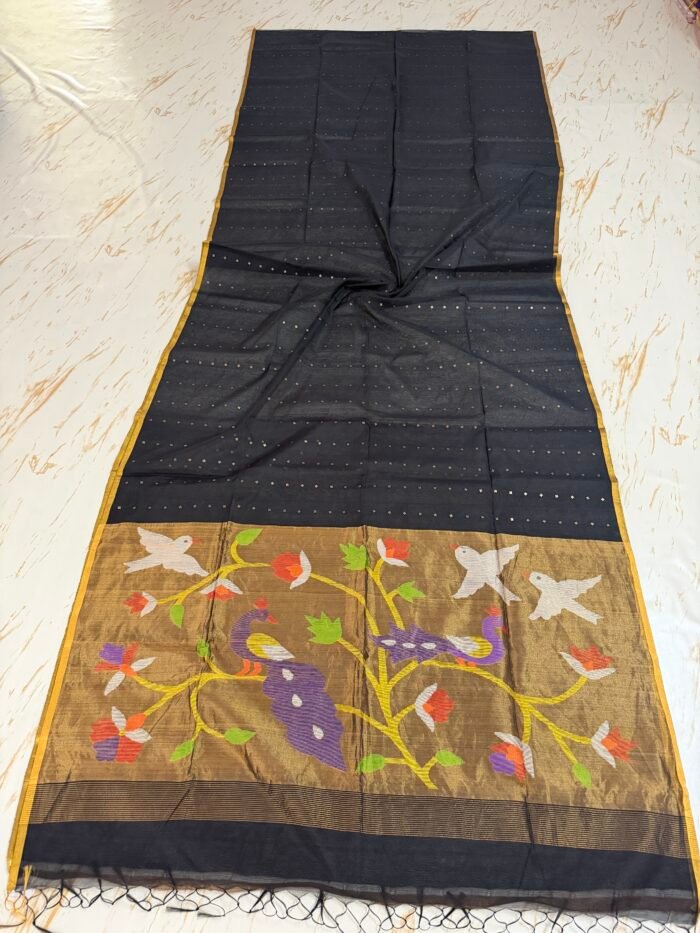 Muslin Sequence Paithani Saree With Running BP