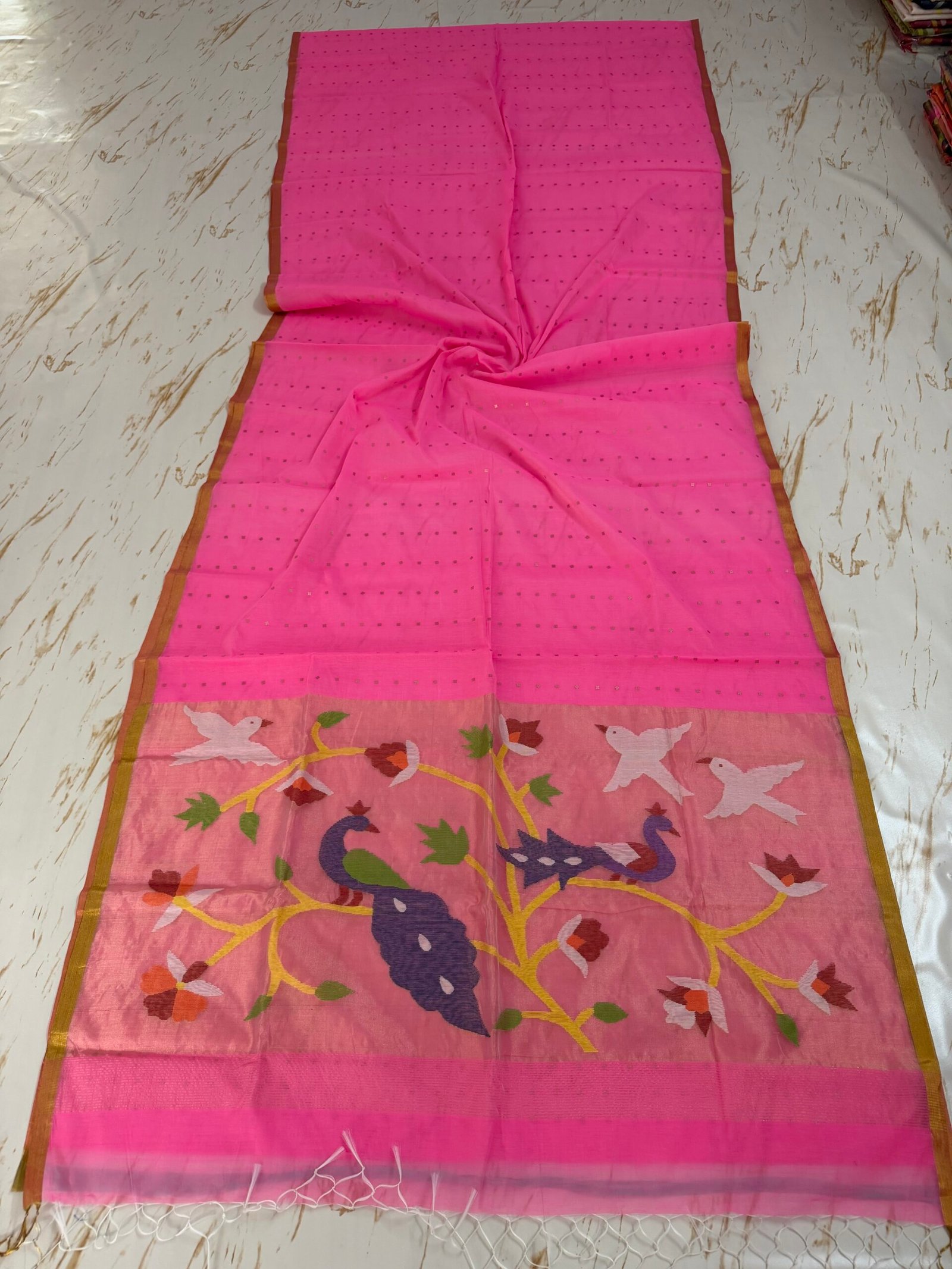 Muslin Sequence Paithani Saree With Running BP
