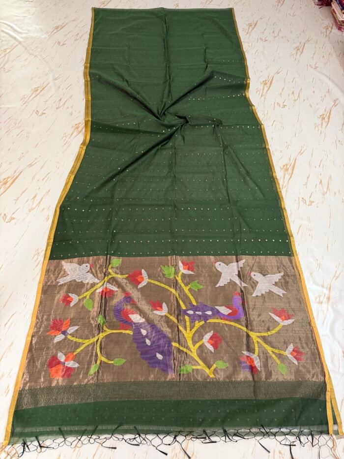 Muslin Sequence Paithani Saree With Running BP