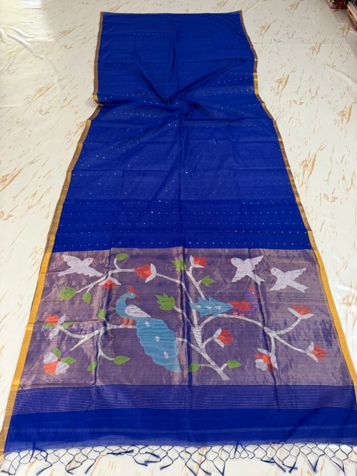 Muslin Sequence Paithani Saree With Running BP