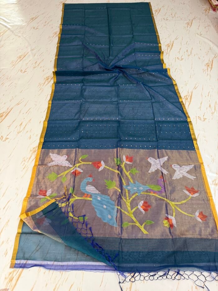 Muslin Sequence Paithani Saree With Running BP