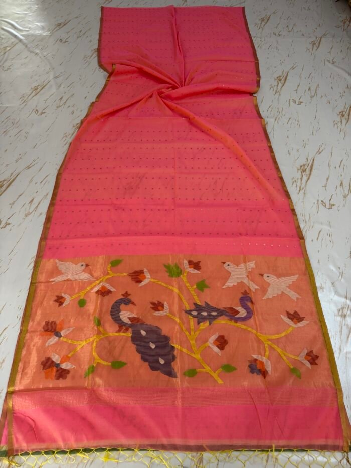 Muslin Sequence Paithani Saree With Running BP