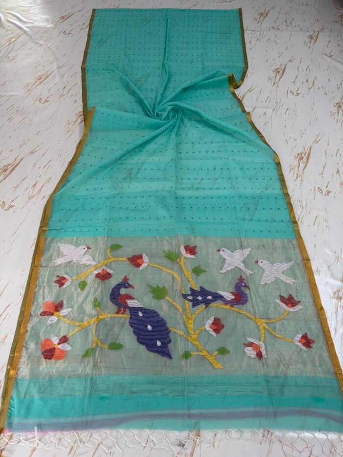 Muslin Sequence Paithani Saree With Running BP