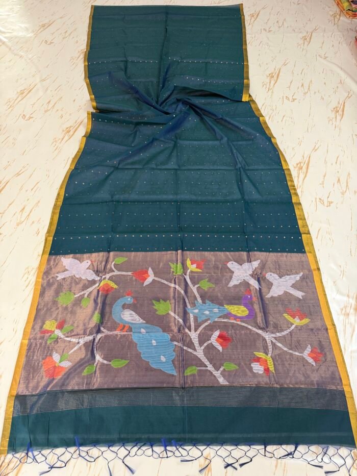 Muslin Sequence Paithani Saree With Running BP
