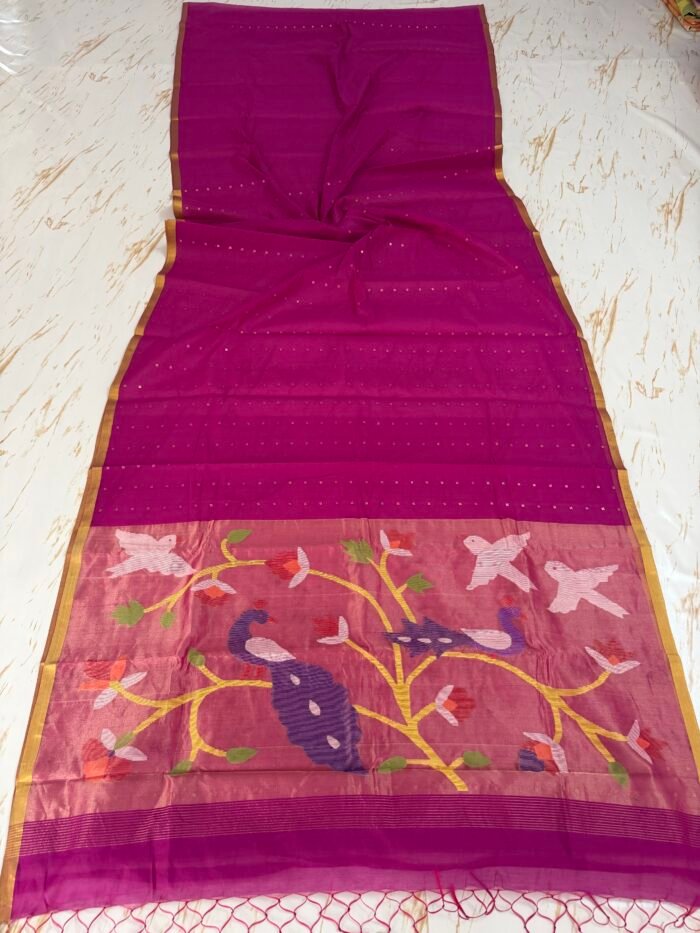 Muslin Sequence Paithani Saree With Running BP