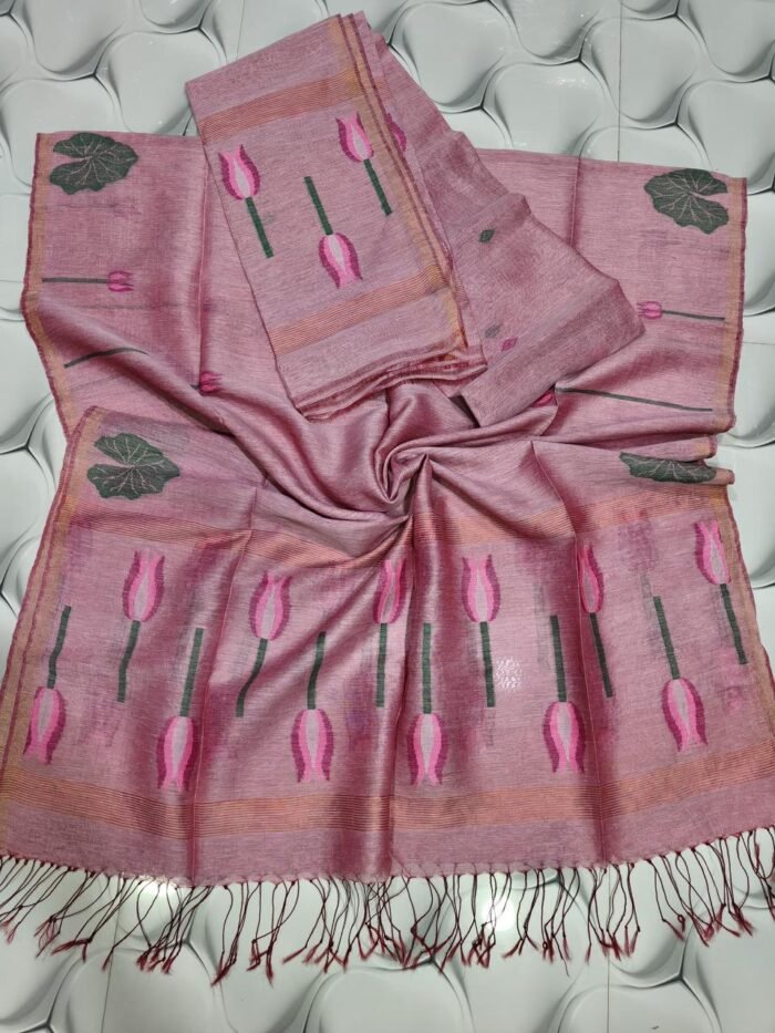 Pure Silk Linen Jamdani Top & Dupatta Set (Unstitched)