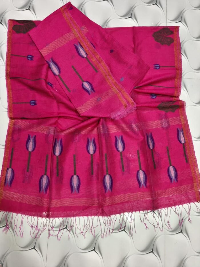 Pure Silk Linen Jamdani Top & Dupatta Set (Unstitched)