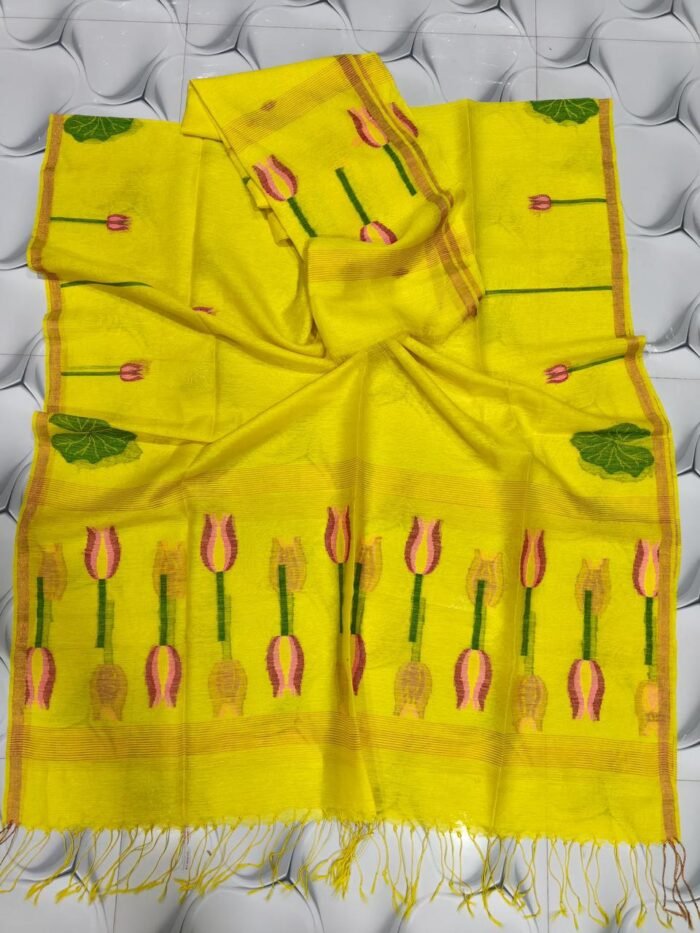 Pure Silk Linen Jamdani Top & Dupatta Set (Unstitched)