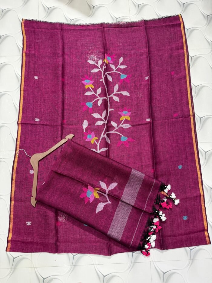 Elegant Handwoven Pure Jayashree linen Unstitched Jamdani Suit – Elegant 2-Piece Set