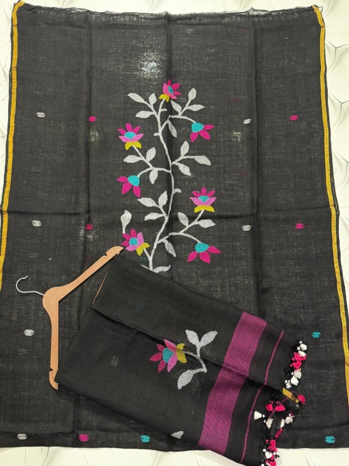 Elegant Handwoven Pure Jayashree linen Unstitched Jamdani Suit – Elegant 2-Piece Set