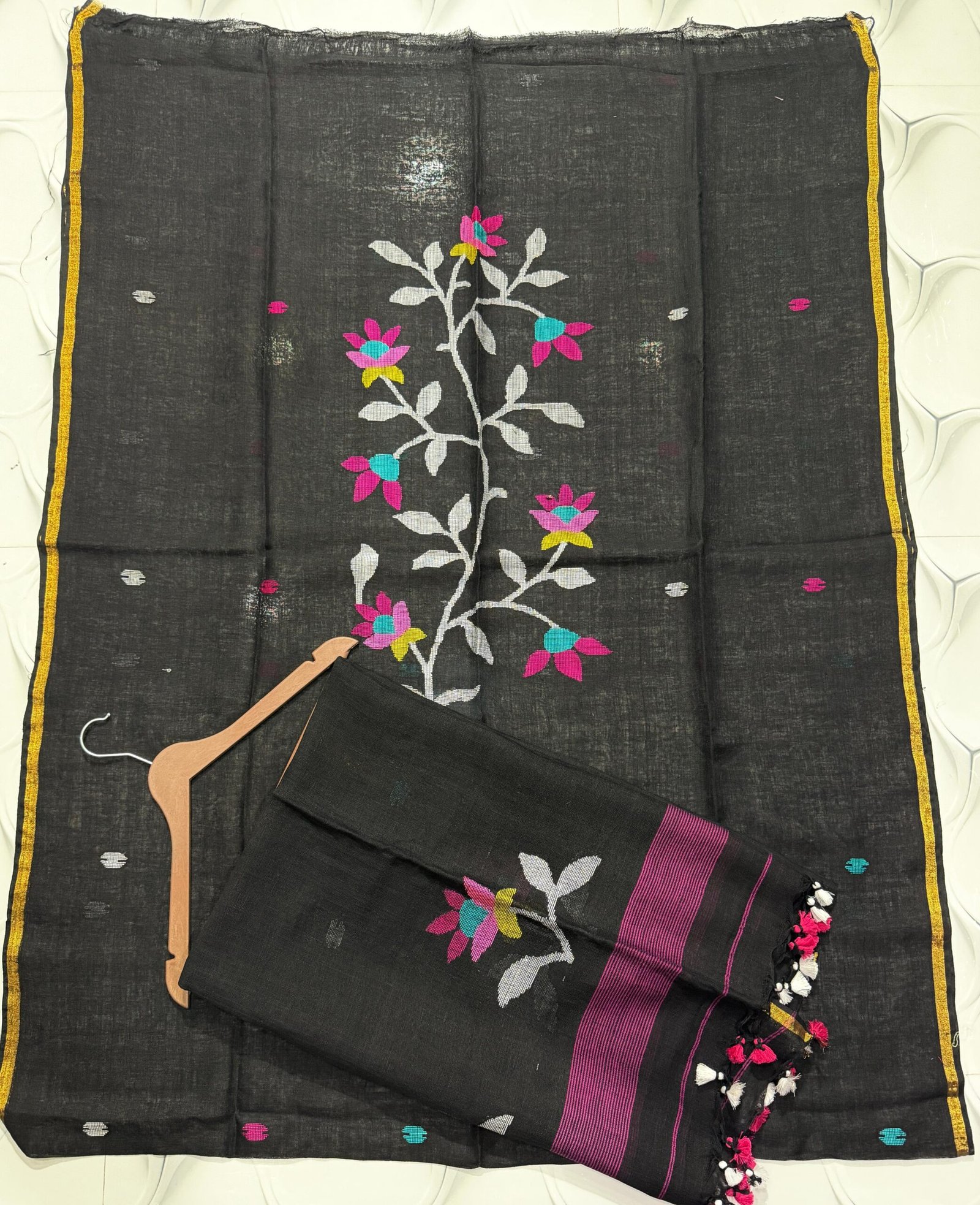 Elegant Handwoven Pure Jayashree linen Unstitched Jamdani Suit – Elegant 2-Piece Set