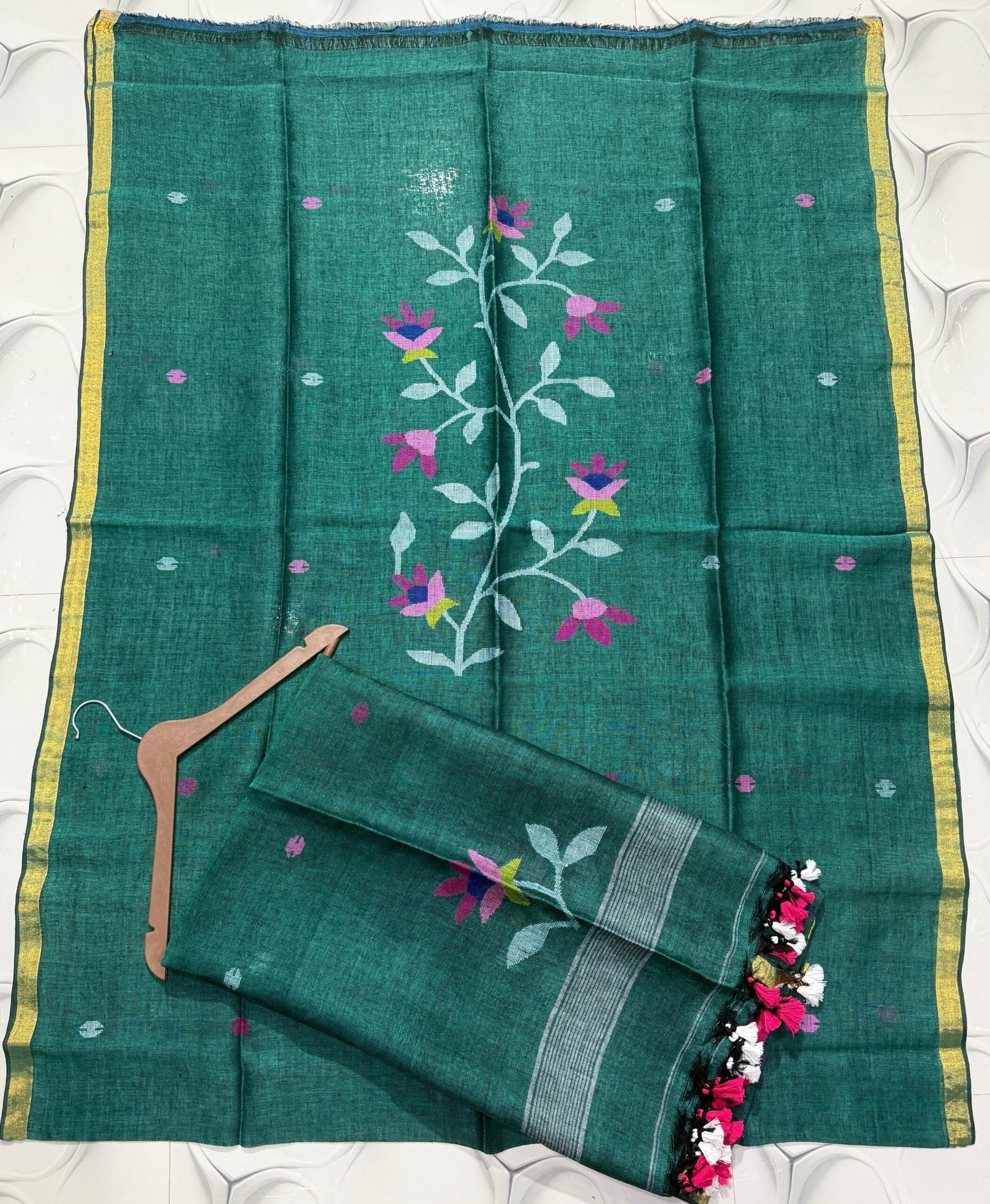 Elegant Handwoven Pure Jayashree linen Unstitched Jamdani Suit – Elegant 2-Piece Set