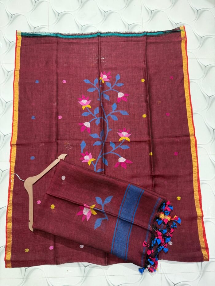 Elegant Handwoven Pure Jayashree linen Unstitched Jamdani Suit – Elegant 2-Piece Set