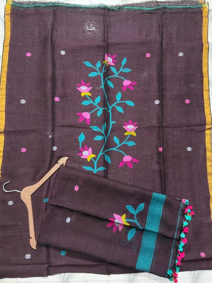 Elegant Handwoven Pure Jayashree linen Unstitched Jamdani Suit – Elegant 2-Piece Set