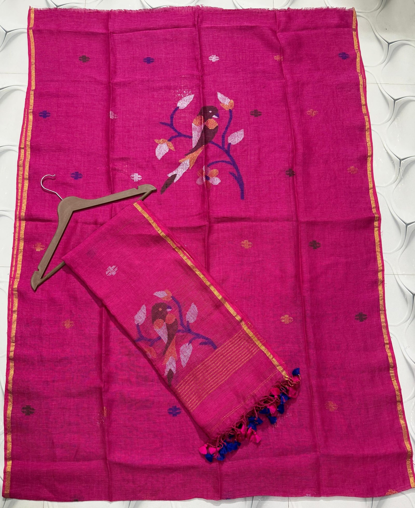 Pure Jayashree linen Unstitched Jamdani Suit – Elegant 2-Piece Set