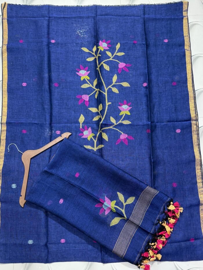 Elegant Handwoven Pure Jayashree linen Unstitched Jamdani Suit – Elegant 2-Piece Set