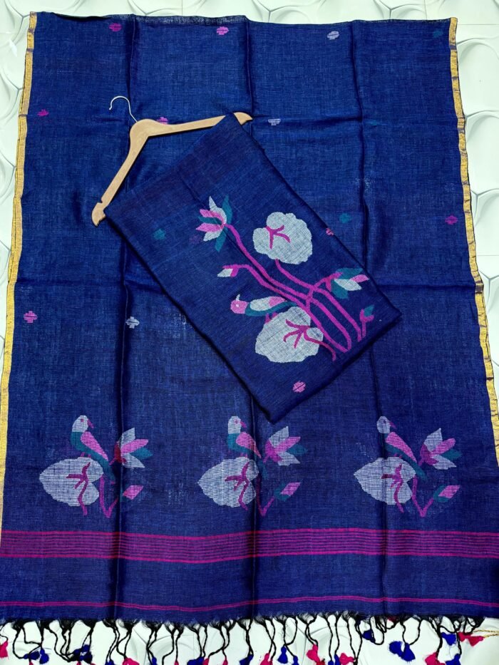 Premium Handwoven Unstitched Linen Floral Suit Set