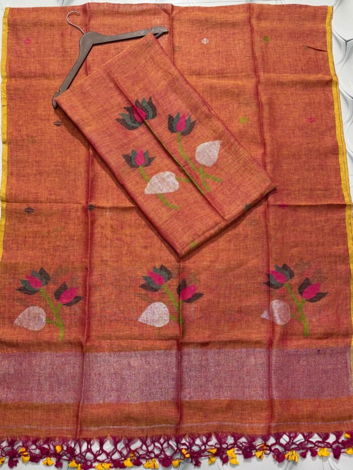 Premium Handwoven Unstitched Linen Floral Suit Set