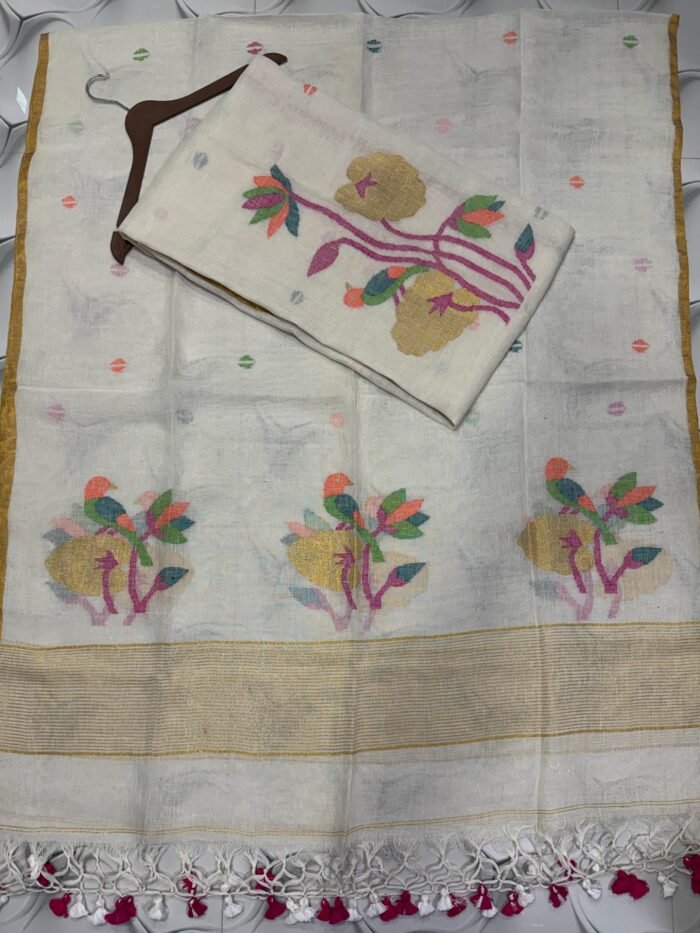 Premium Handwoven Unstitched Linen Floral Suit Set