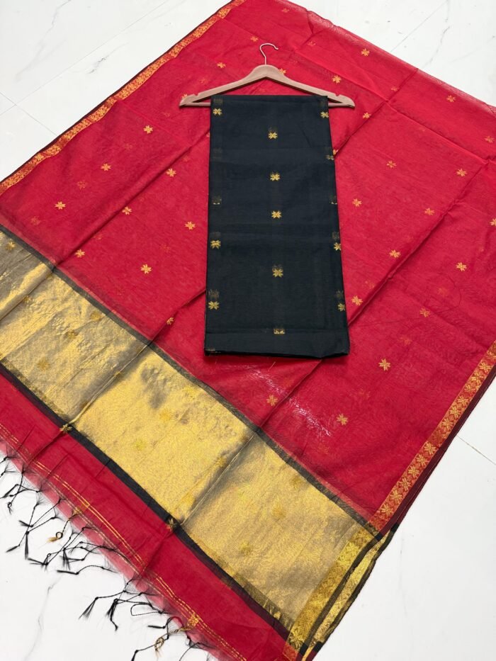 Maheshwari Cotton Silk Top & Dupatta Set (Unstitched)