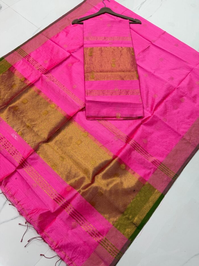 Maheshwari Cotton Silk Top & Dupatta Set (Unstitched)