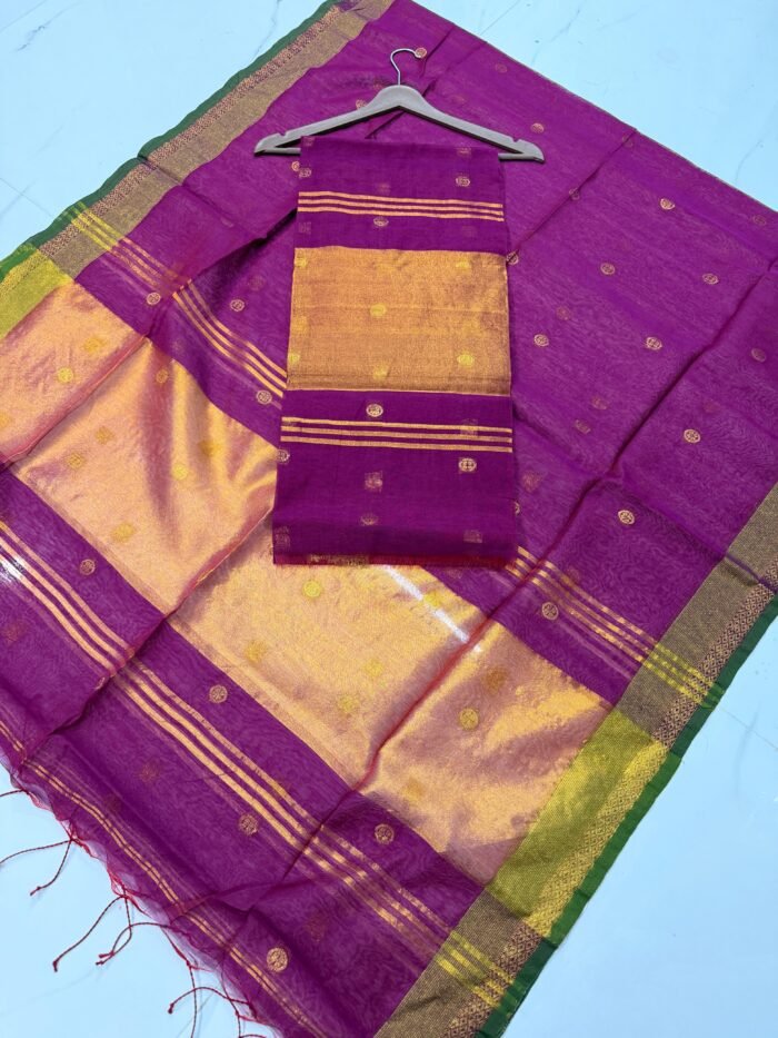 Maheshwari Cotton Silk Top & Dupatta Set (Unstitched)