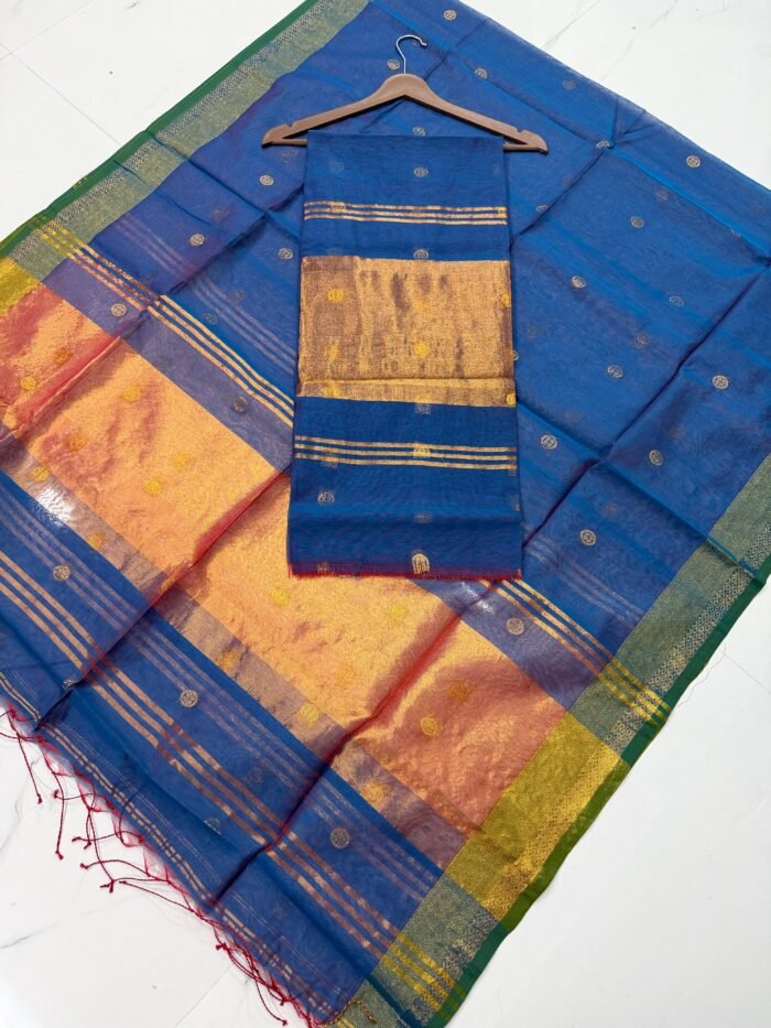 Maheshwari Cotton Silk Top & Dupatta Set (Unstitched)
