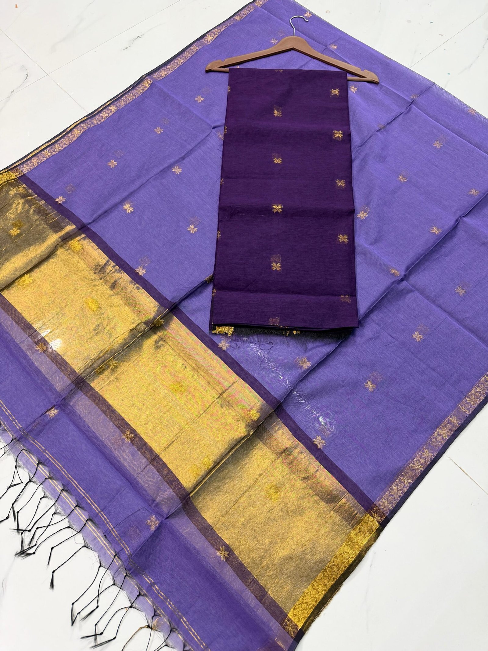 Maheshwari Cotton Silk Top & Dupatta Set (Unstitched)