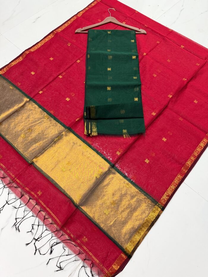Maheshwari Cotton Silk Top & Dupatta Set (Unstitched)