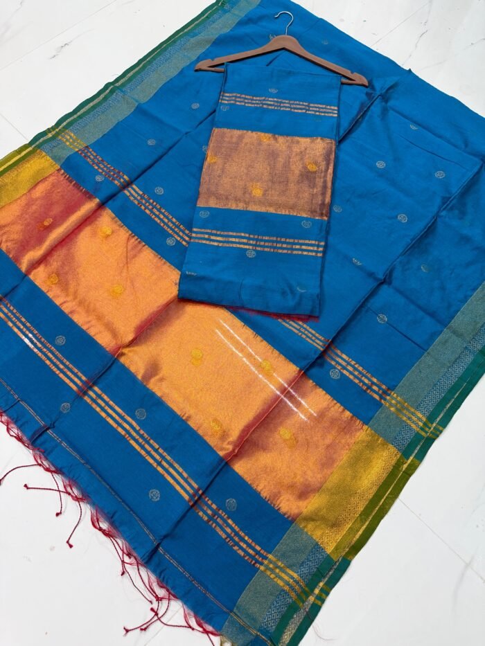Maheshwari Cotton Silk Top & Dupatta Set (Unstitched)