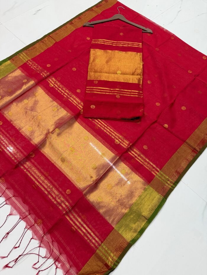 Maheshwari Cotton Silk Top & Dupatta Set (Unstitched)