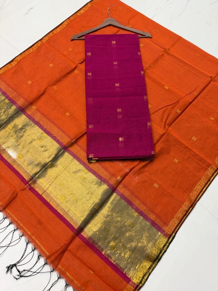 Maheshwari Cotton Silk Top & Dupatta Set (Unstitched)