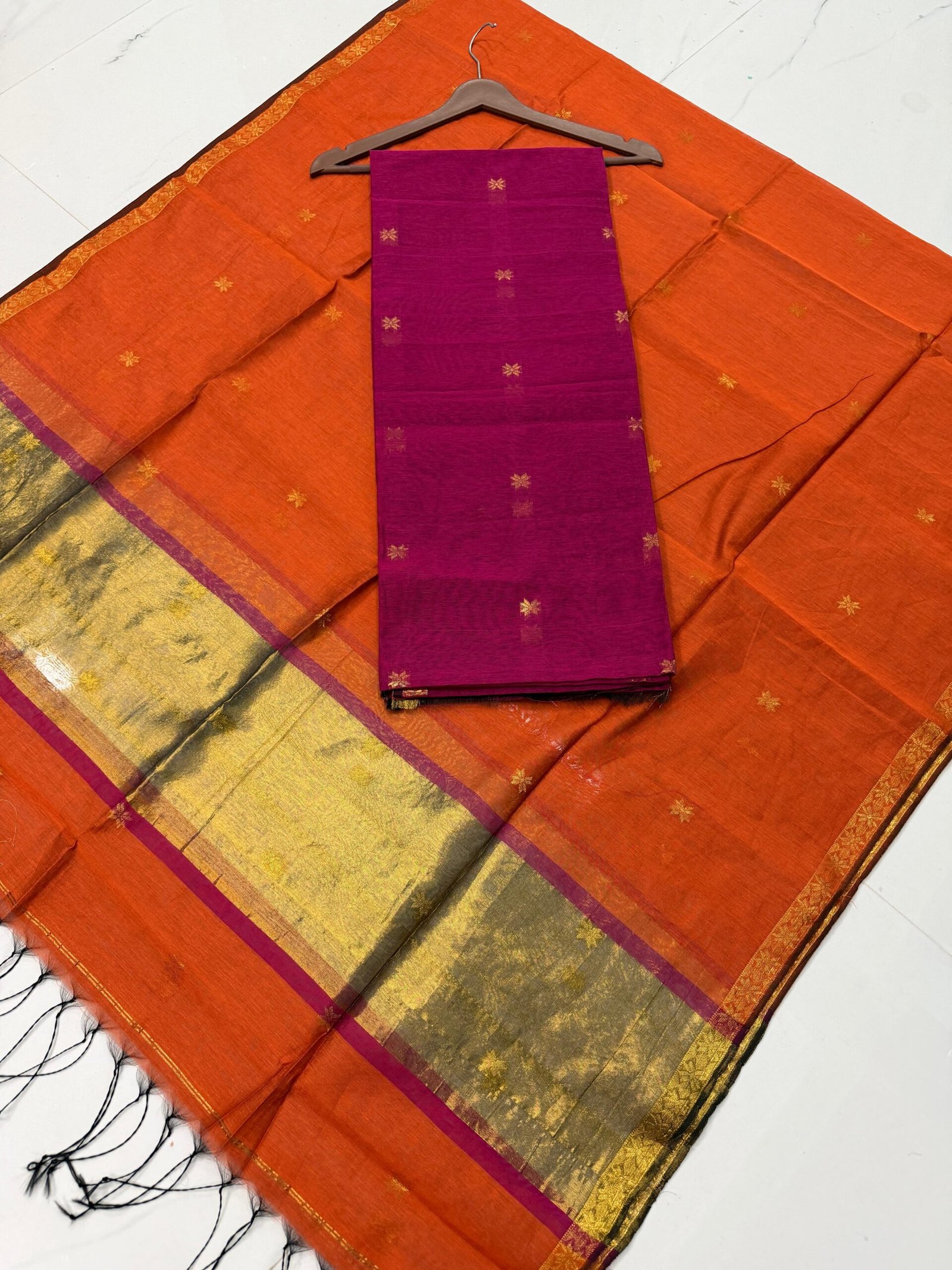 Maheshwari Cotton Silk Top & Dupatta Set (Unstitched)